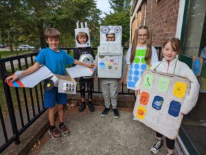 Children and staff at Horsmonden are seen dressed up in 'innovative' costumes to mark the end of Innovation Week.