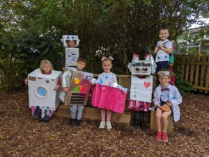 Children and staff at Horsmonden are seen dressed up in 'innovative' costumes to mark the end of Innovation Week.