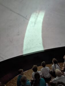 Photo showing Horsmonden pupils experiencing the Wonderdome during Innovation Week.