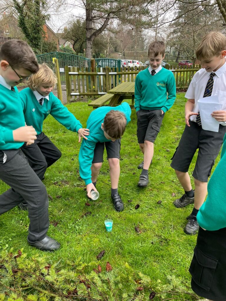 Students stood outside watching their 'potion'
